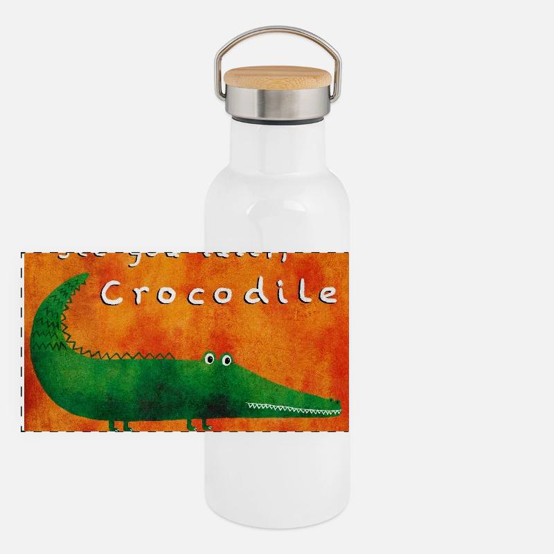 See you later, Crocodile Panorama Thermosflasche mit Bambusdeckel