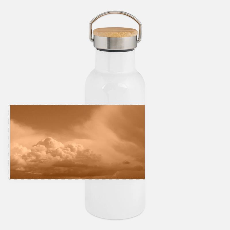 Sepia Cloudscape Panoramic Thermal Bottle with Bamboo Lid