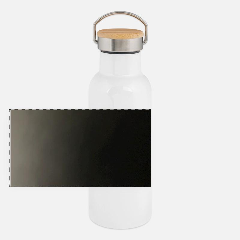 Dunkelgrau Nebelgradient Panorama Thermosflasche mit Bambusdeckel