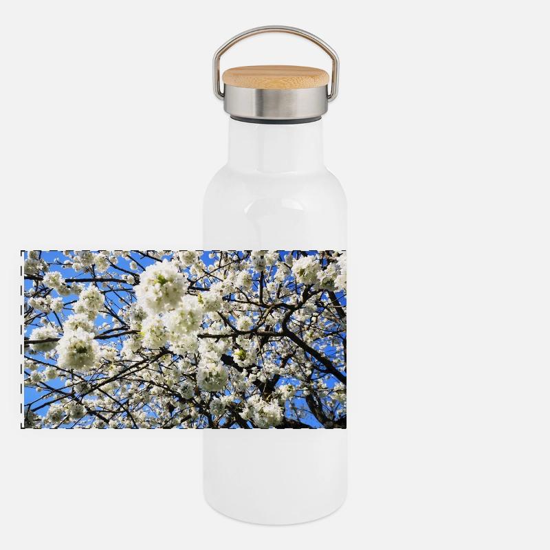 Apple Apple Blossom in Spring Fruit Panoramic Thermal Bottle with Bamboo Lid