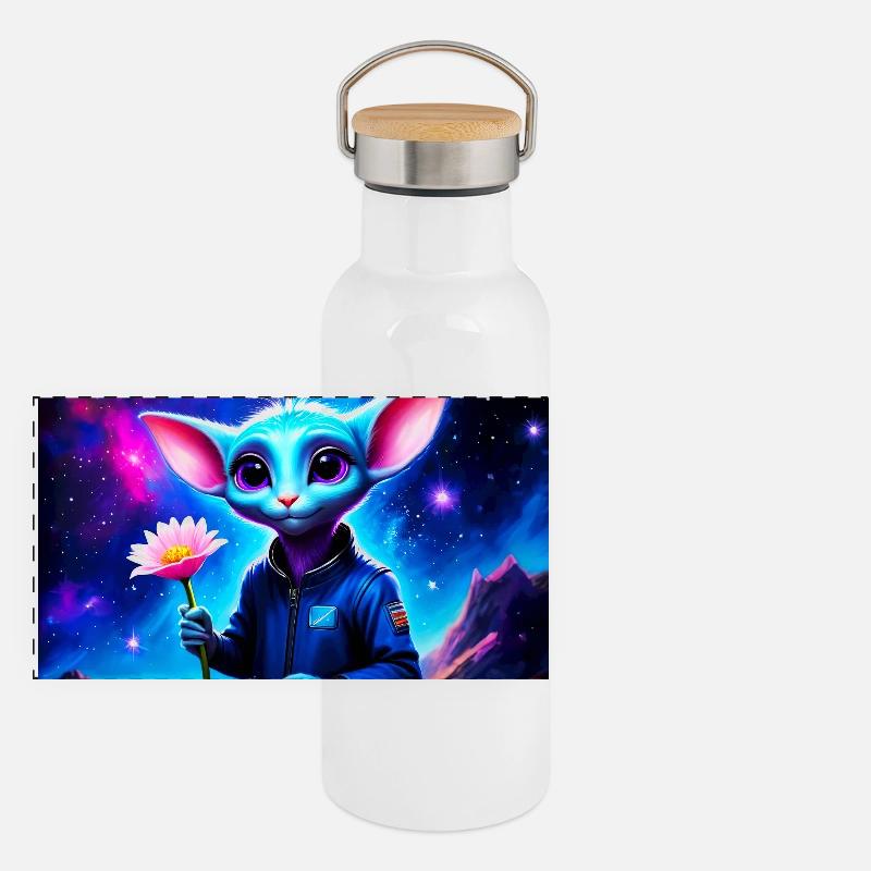 Wonky Maus Panorama Thermosflasche mit Bambusdeckel