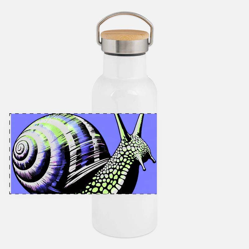 Snail - Panoramic Thermal Bottle with Bamboo Lid - white