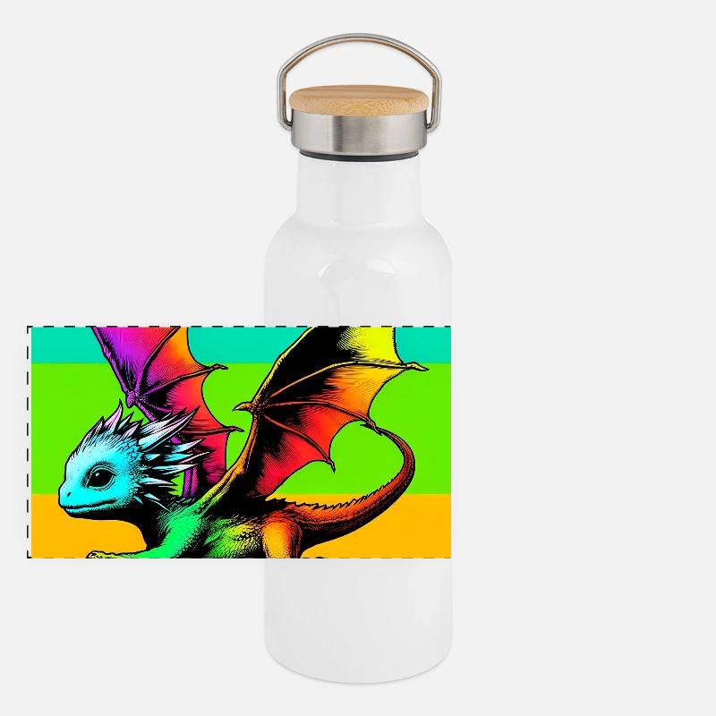 Drache Panorama Thermosflasche mit Bambusdeckel