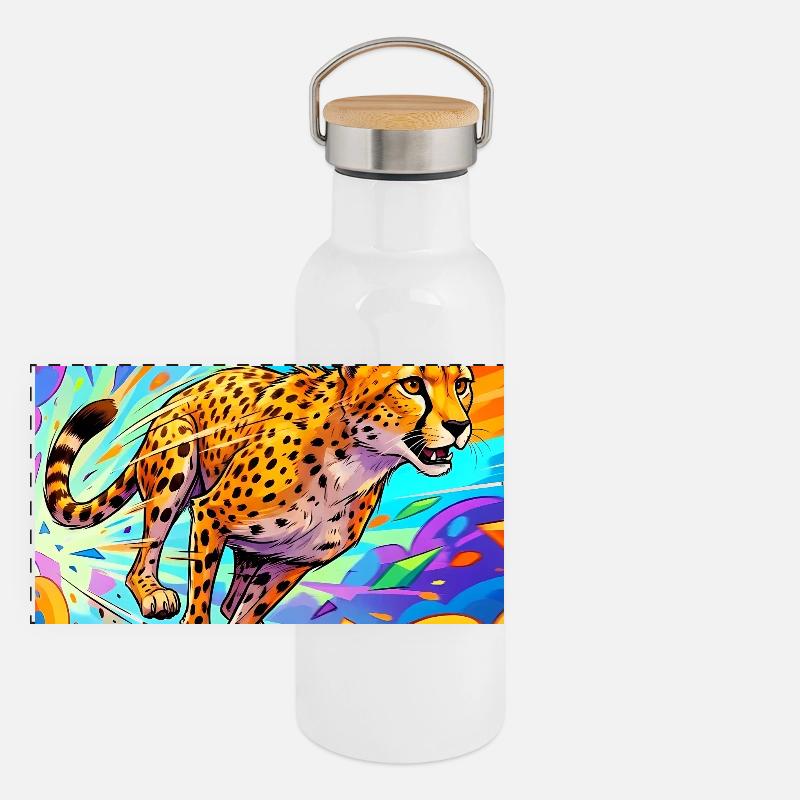Gepard Panorama Thermosflasche mit Bambusdeckel