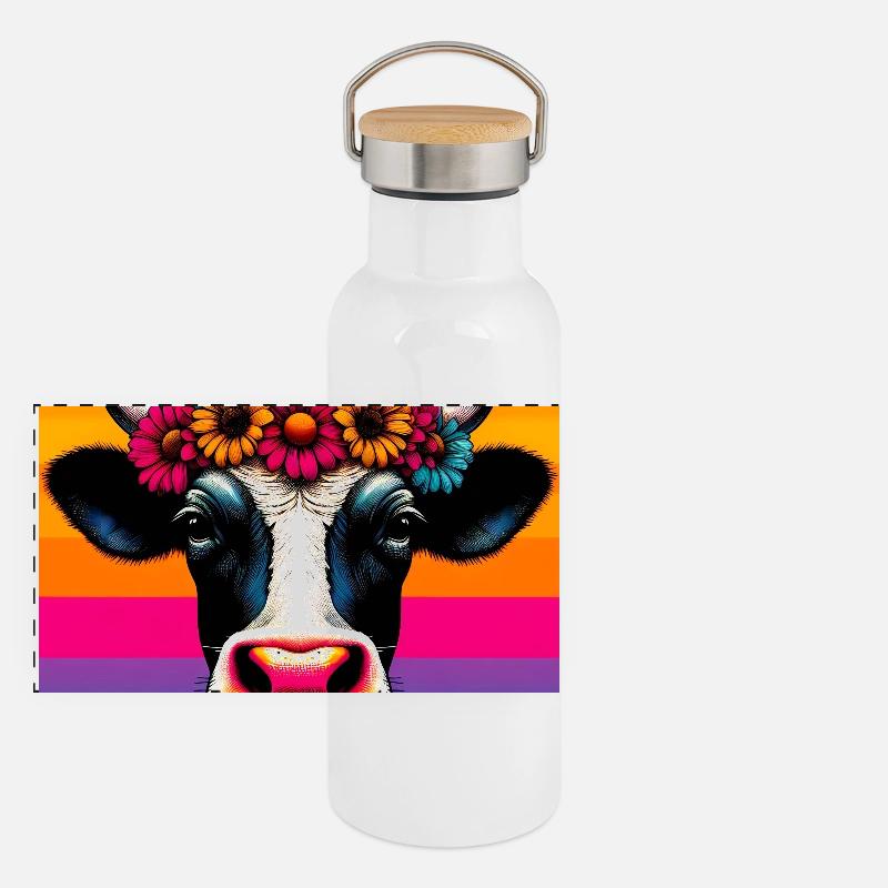 cow Panoramic Thermal Bottle with Bamboo Lid