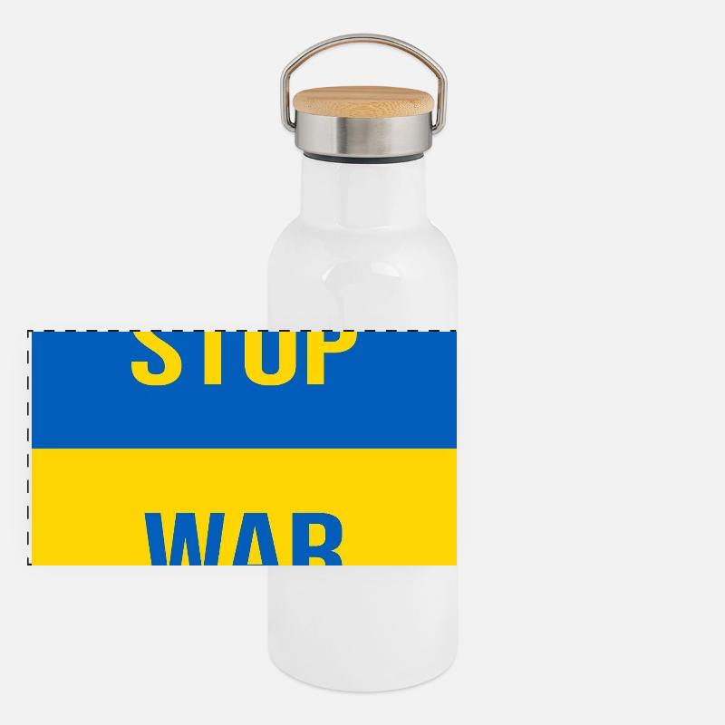 Stop War Panoramic Thermal Bottle with Bamboo Lid
