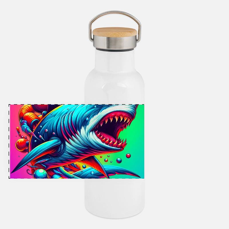 Requin Gourde isotherme avec bouchon en bambou