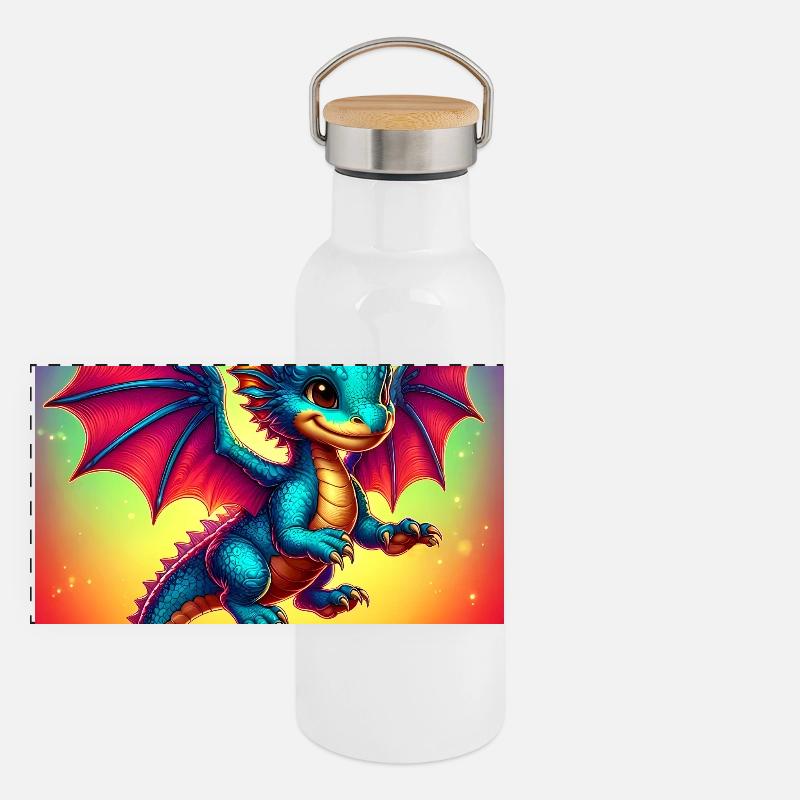 Drache Panorama Thermosflasche mit Bambusdeckel
