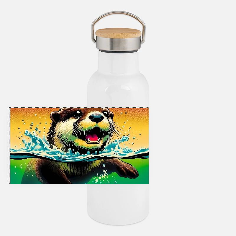 Panorama Thermosflasche mit Bambusdeckel