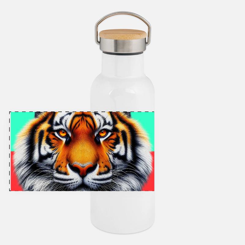 Tiger Panorama Thermosflasche mit Bambusdeckel