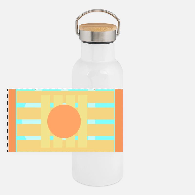  Farbenspiele Muster Design Panorama Thermosflasche mit Bambusdeckel