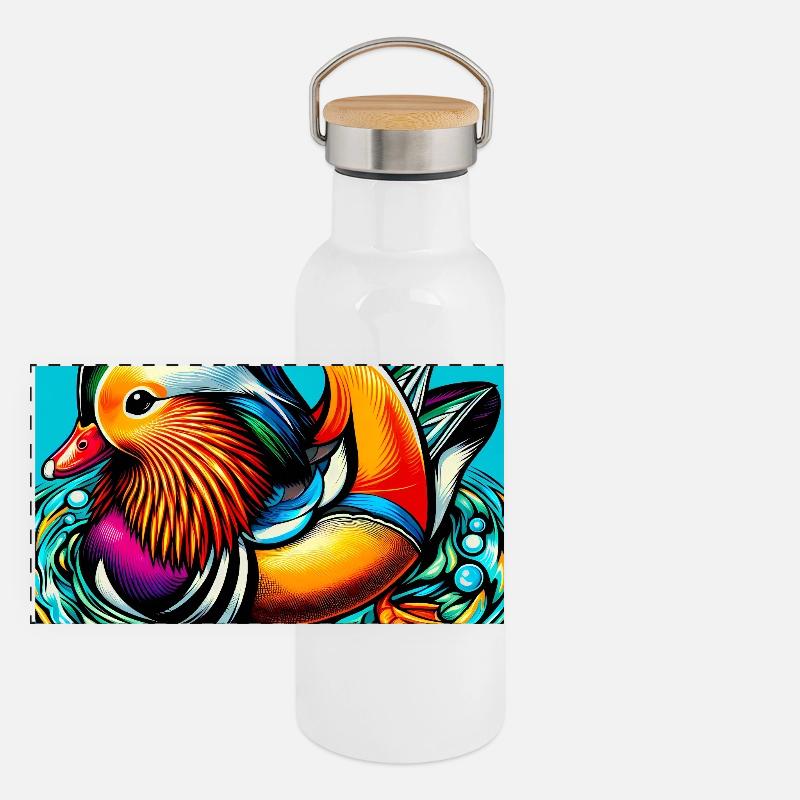 Canard mandarin Gourde isotherme avec bouchon en bambou