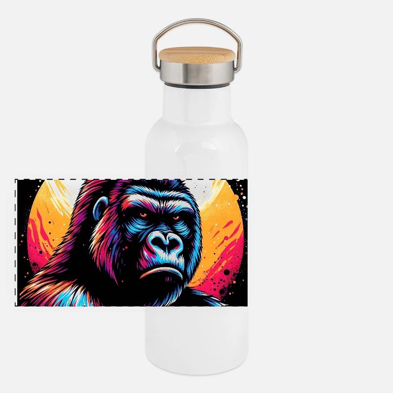 Gorille Gourde isotherme avec bouchon en bambou