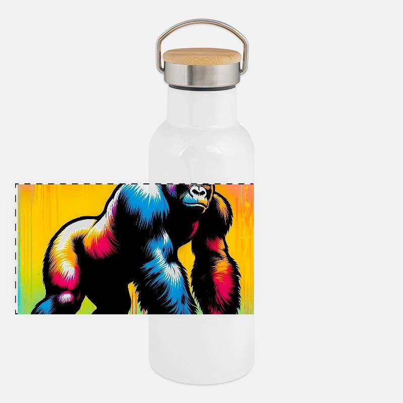 gorille Gourde isotherme avec bouchon en bambou