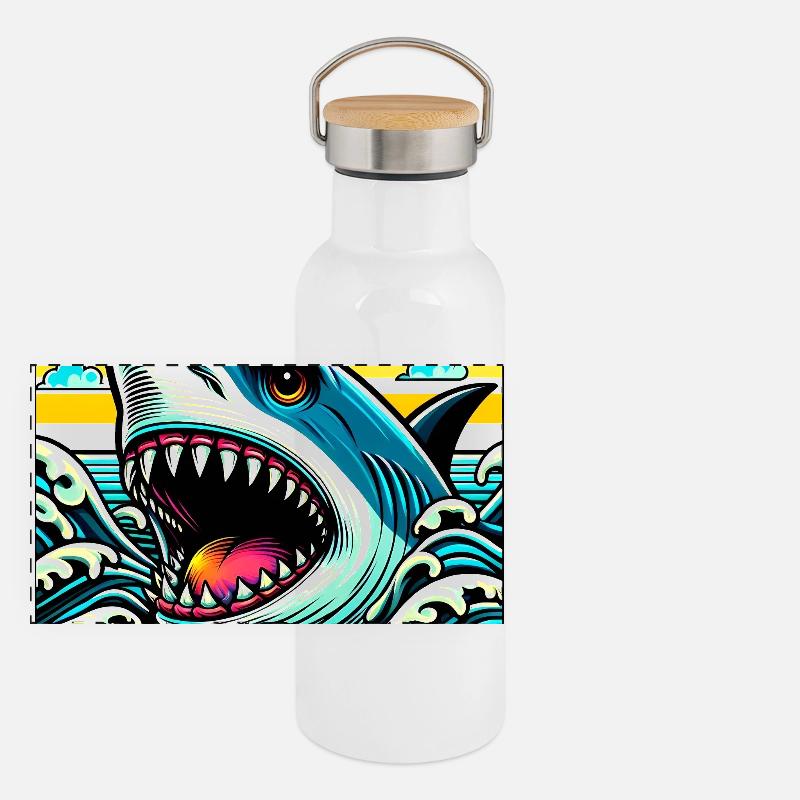 Requin Gourde isotherme avec bouchon en bambou