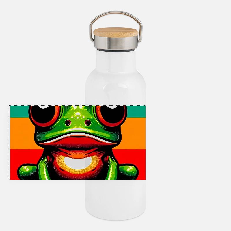 Frosch Panorama Thermosflasche mit Bambusdeckel