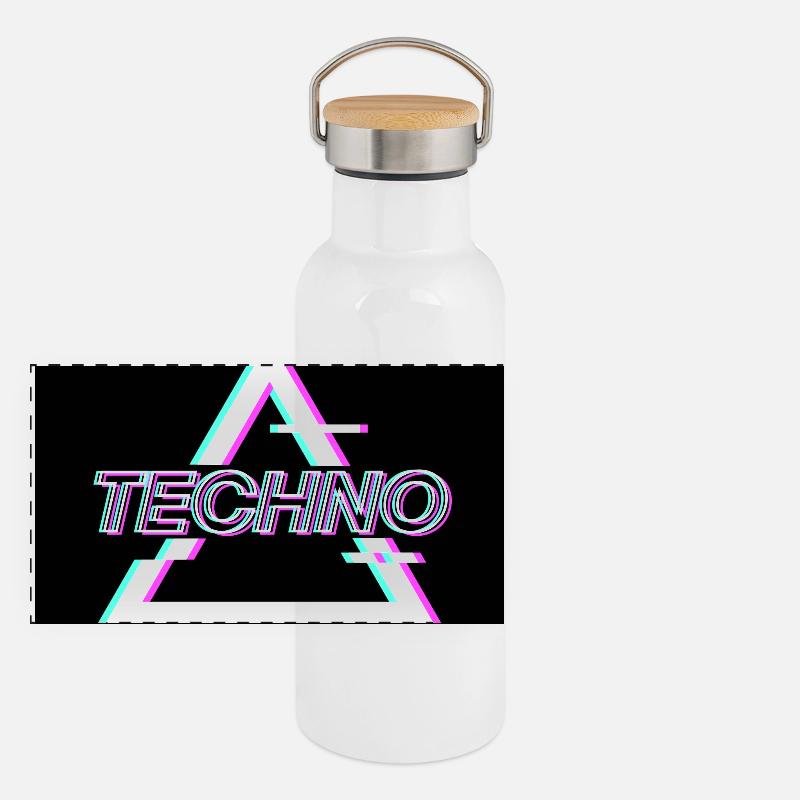 Techno Panorama Thermosflasche mit Bambusdeckel