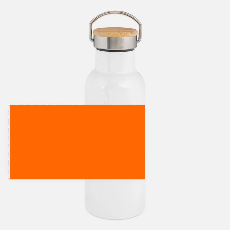 Motif de blocs de couleurs dans des tons orange chauds Gourde isotherme avec bouchon en bambou