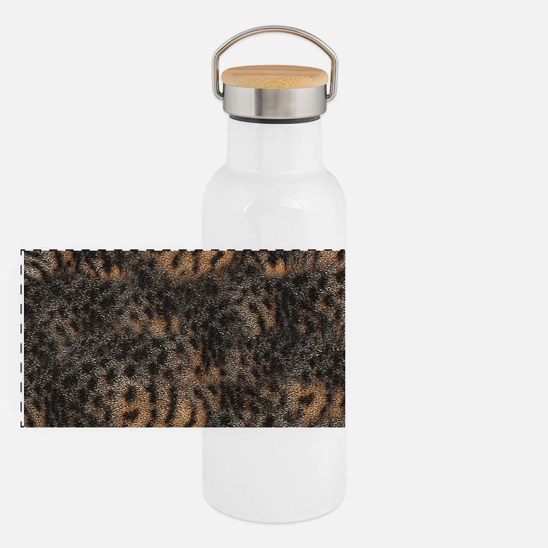 Katzen design, Fur prints, gestromt Panorama Thermosflasche mit Bambusdeckel