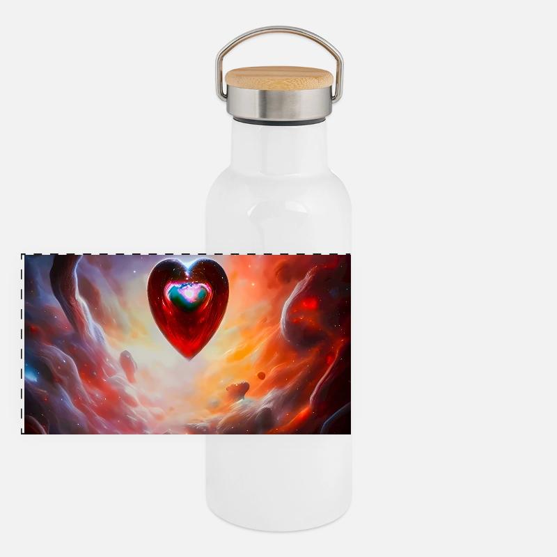 Das Herz des Universums Panorama Thermosflasche mit Bambusdeckel