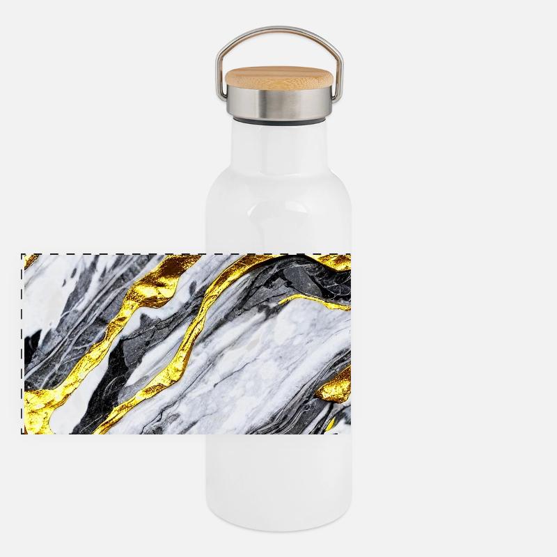 Structure en marbre or Gourde isotherme avec bouchon en bambou