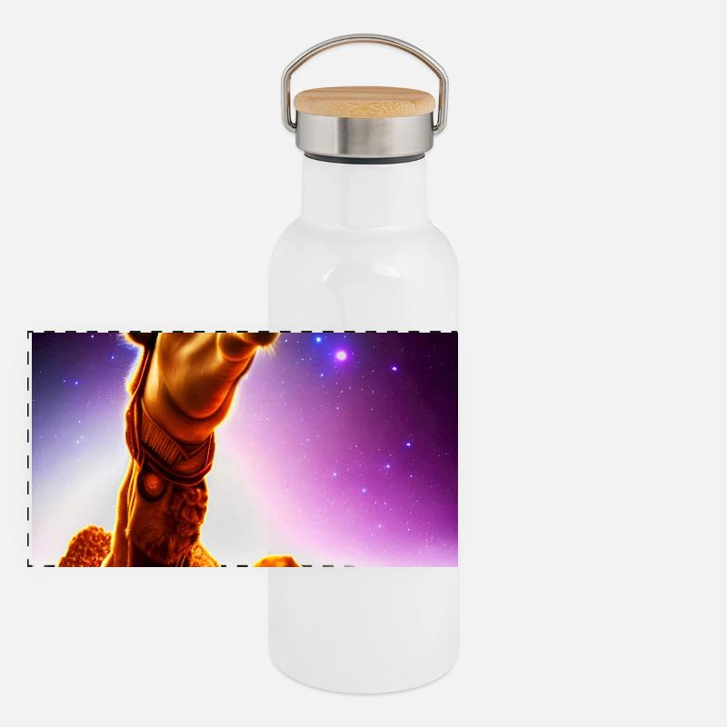 Dromedar Kamel - Wüstenschiff Panorama Thermosflasche mit Bambusdeckel