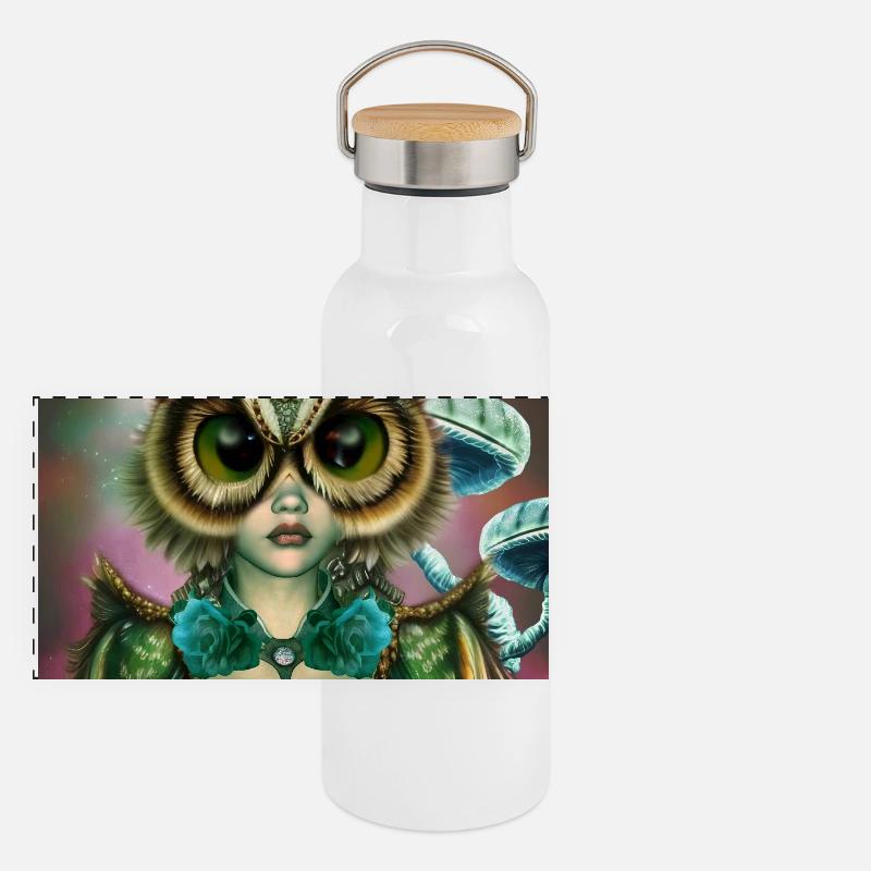 Das Mädchen, das eine Eule werden kann Panorama Thermosflasche mit Bambusdeckel