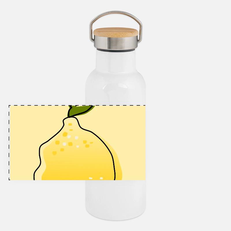 Zitrone Panorama Thermosflasche mit Bambusdeckel