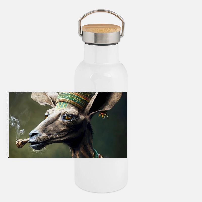 Cannabiche 04 avec typographie Gourde isotherme avec bouchon en bambou