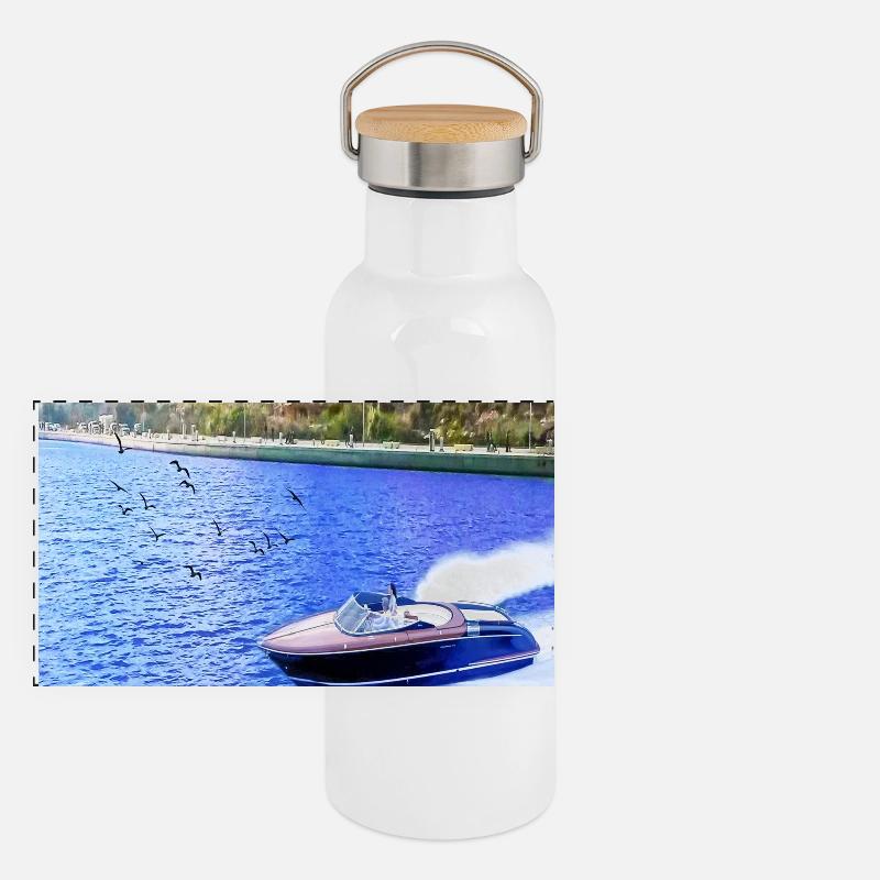 Natürliche Ansicht Panorama Thermosflasche mit Bambusdeckel