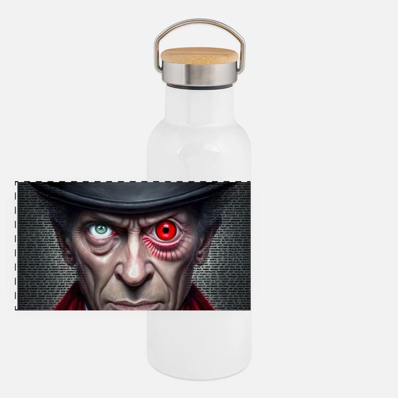 Visage double œil rouge vert- Conspircay Gourde isotherme avec bouchon en bambou