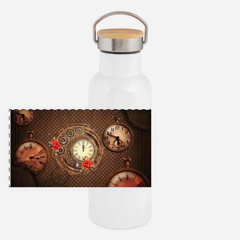 Wonderful steampunk watch Panoramic Thermal Bottle with Bamboo Lid