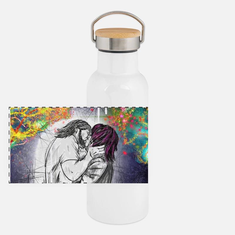 First Kiss Panorama Thermosflasche mit Bambusdeckel