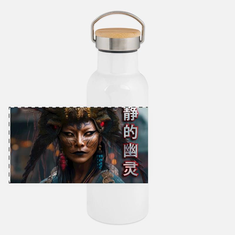 Serene Ghost typo Panoramic Thermal Bottle with Bamboo Lid