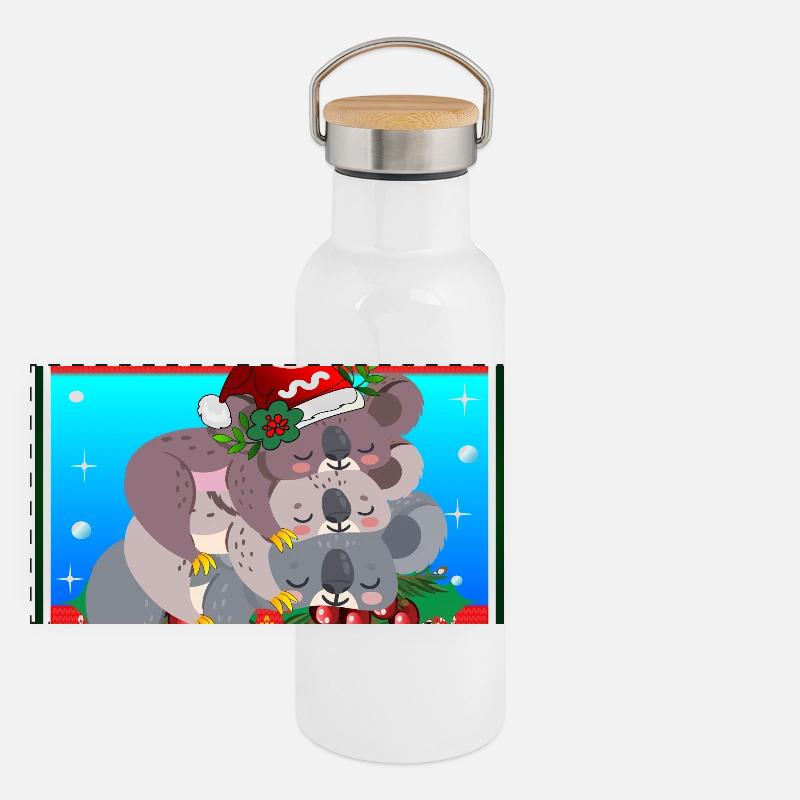 HÄSSLICHER WEIHNACHTSPULLOVER - KOALA BEAR FAMILY Panorama Thermosflasche mit Bambusdeckel