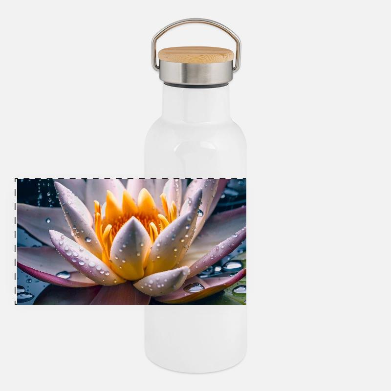 Seerose Panorama Thermosflasche mit Bambusdeckel
