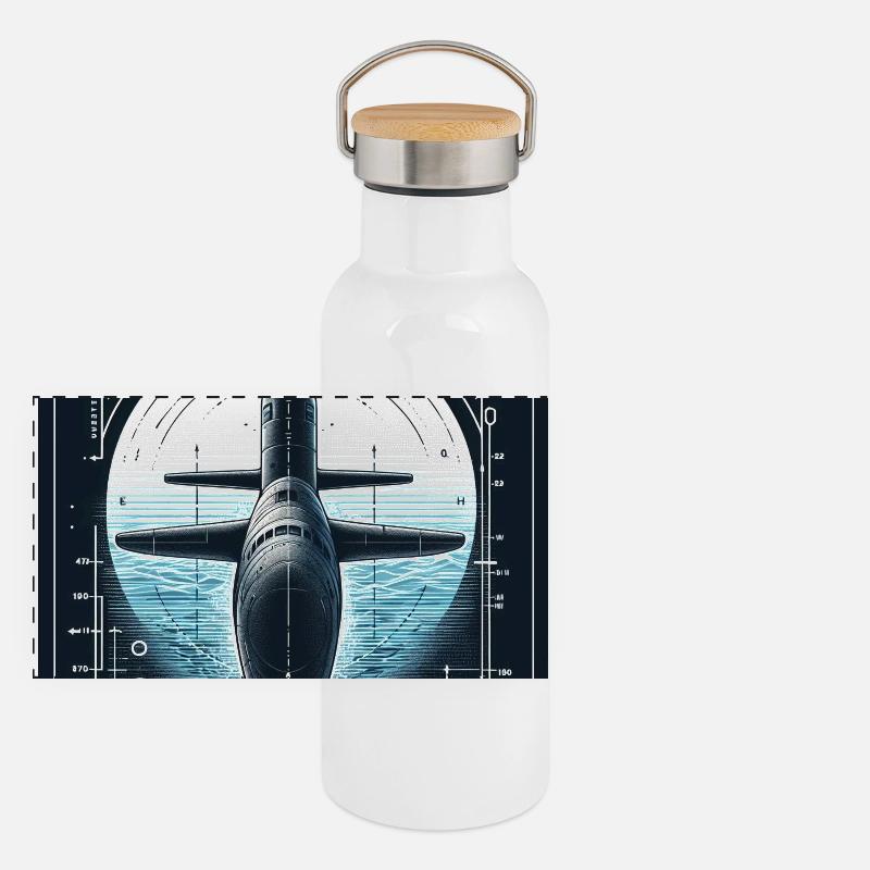 Submarine - Panoramic Thermal Bottle with Bamboo Lid - white