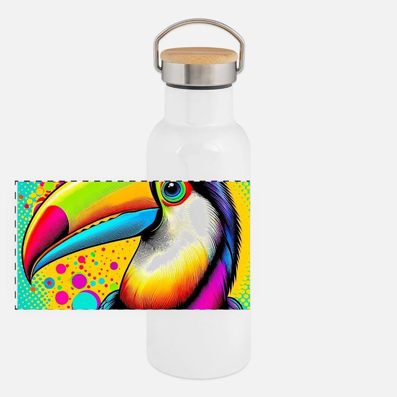 Toucan Pop Art Panoramic Thermal Bottle with Bamboo Lid