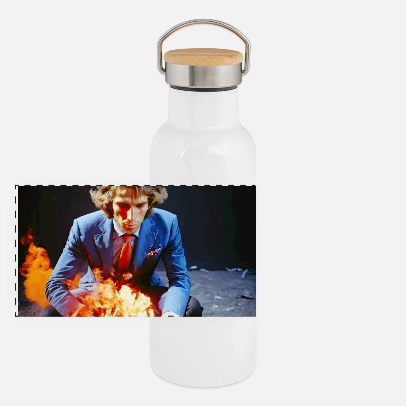 Der Burning Man 02 Panorama Thermosflasche mit Bambusdeckel