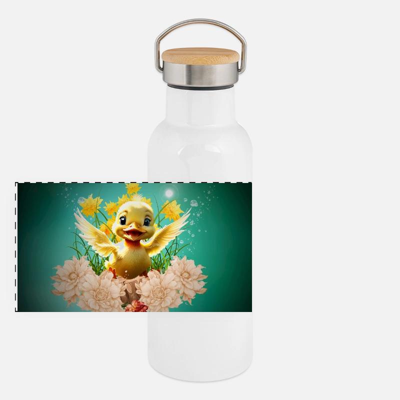 Caneton doux Gourde isotherme avec bouchon en bambou
