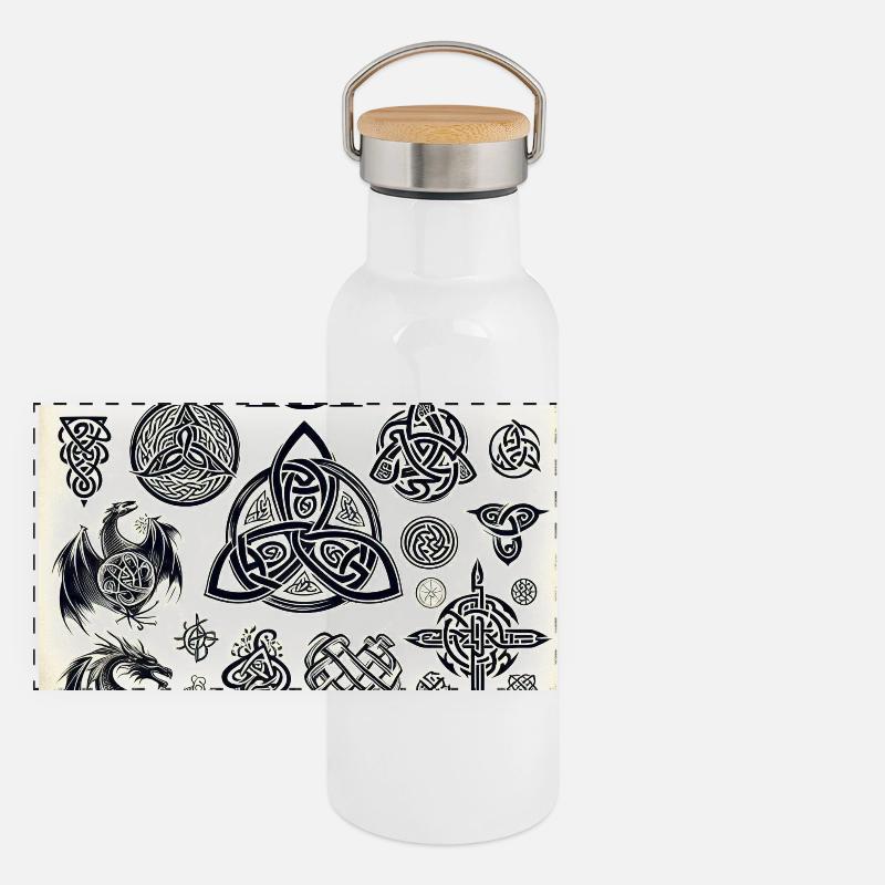 Celtic Symbols Panoramic Thermal Bottle with Bamboo Lid