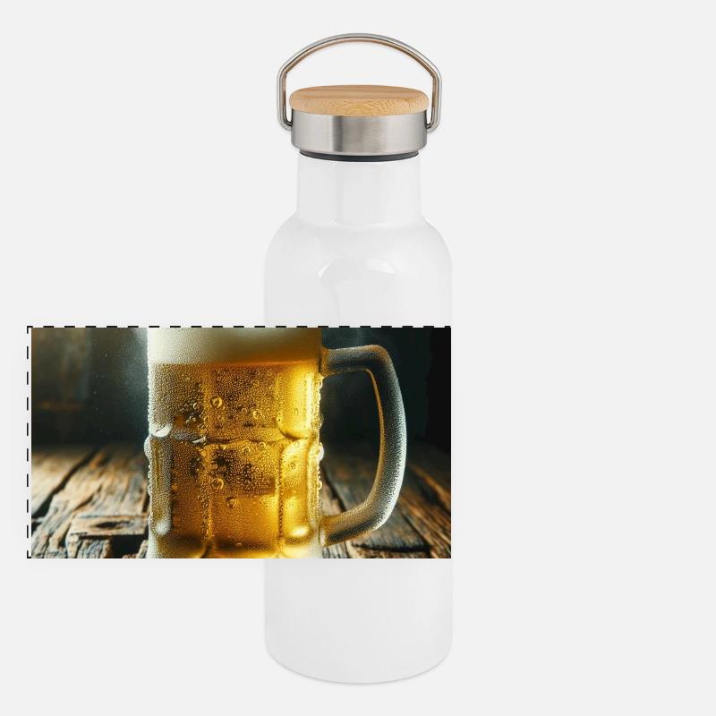 Chope à bière Gourde isotherme avec bouchon en bambou