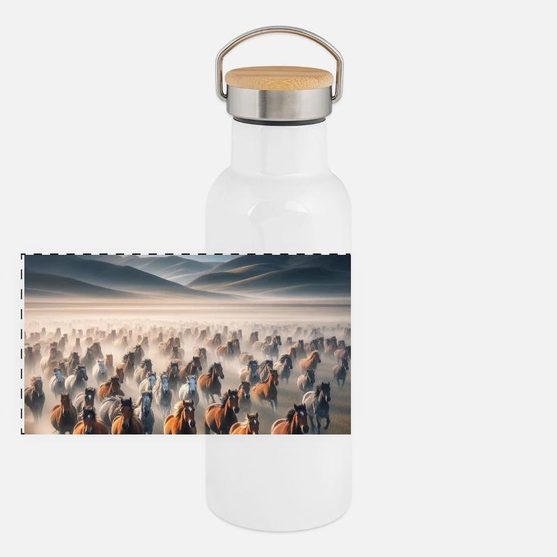 Wild Horses Panoramic Thermal Bottle with Bamboo Lid