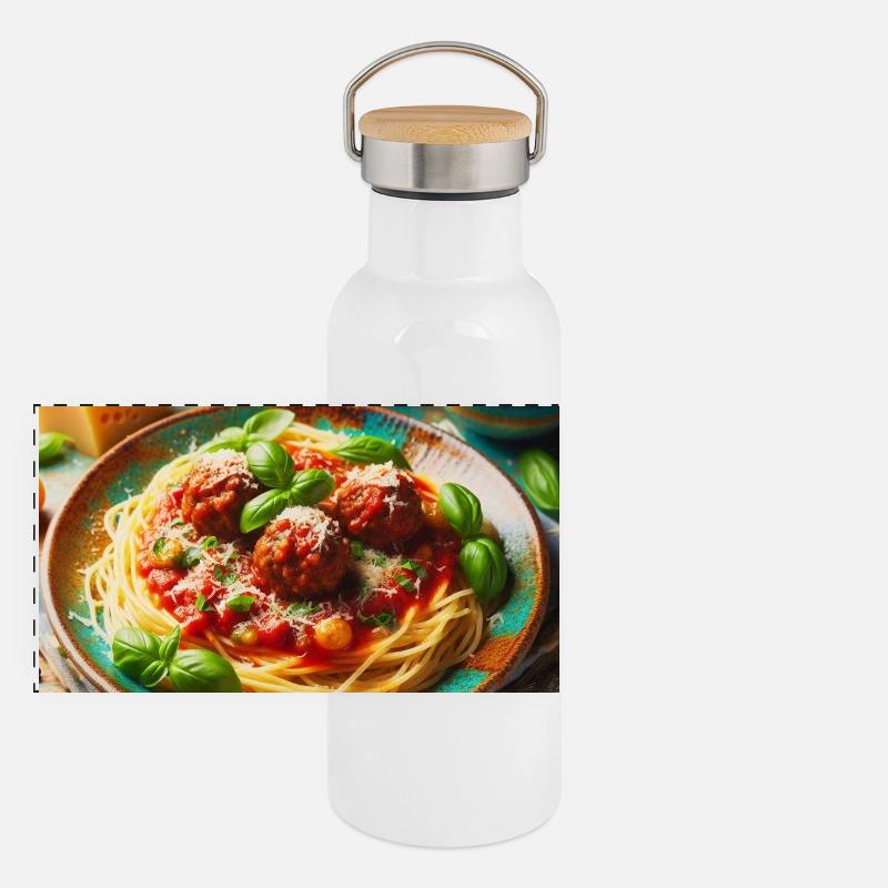 Spaghetti à la viande Gourde isotherme avec bouchon en bambou