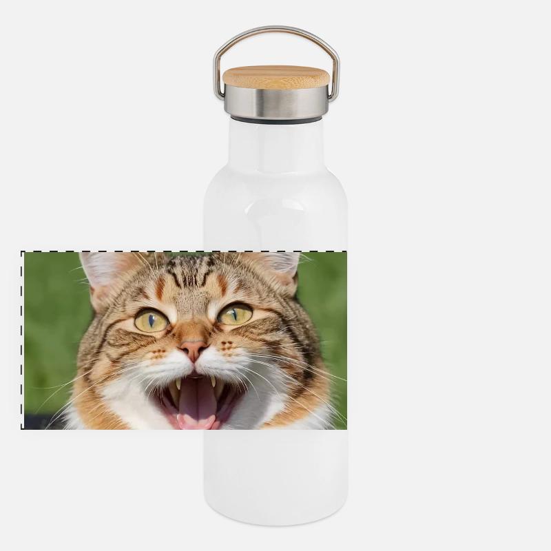 Chat Gourde isotherme avec bouchon en bambou