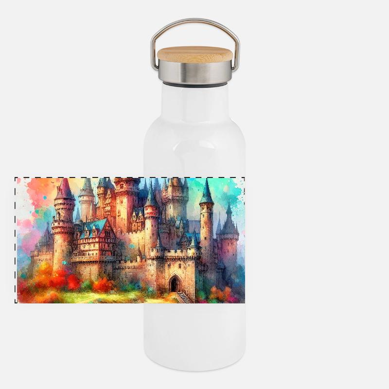 Medieval castle Panoramic Thermal Bottle with Bamboo Lid