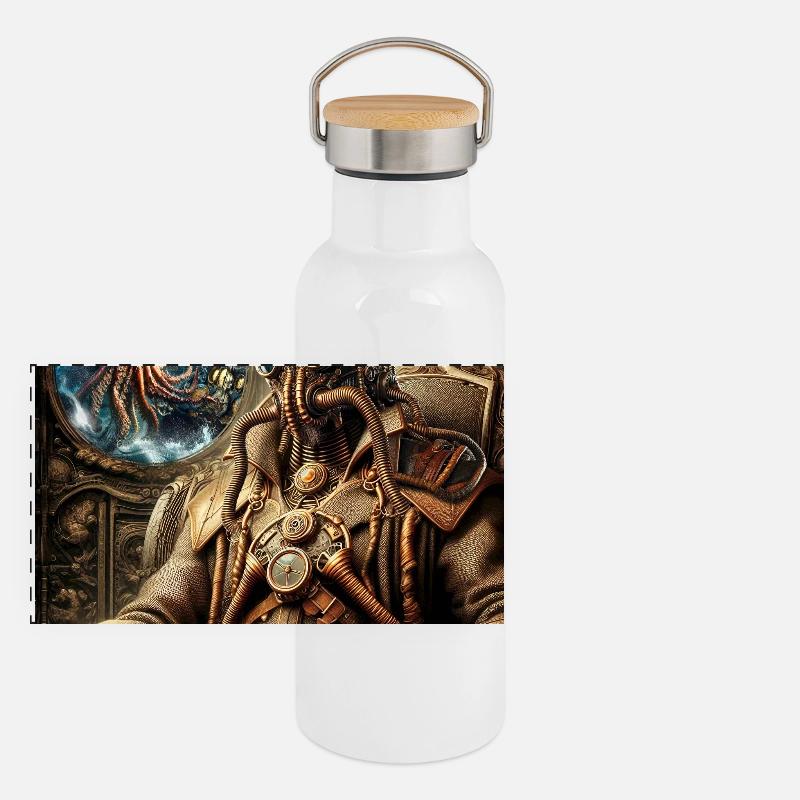 Kapitän Nemo Steampunk Panorama Thermosflasche mit Bambusdeckel