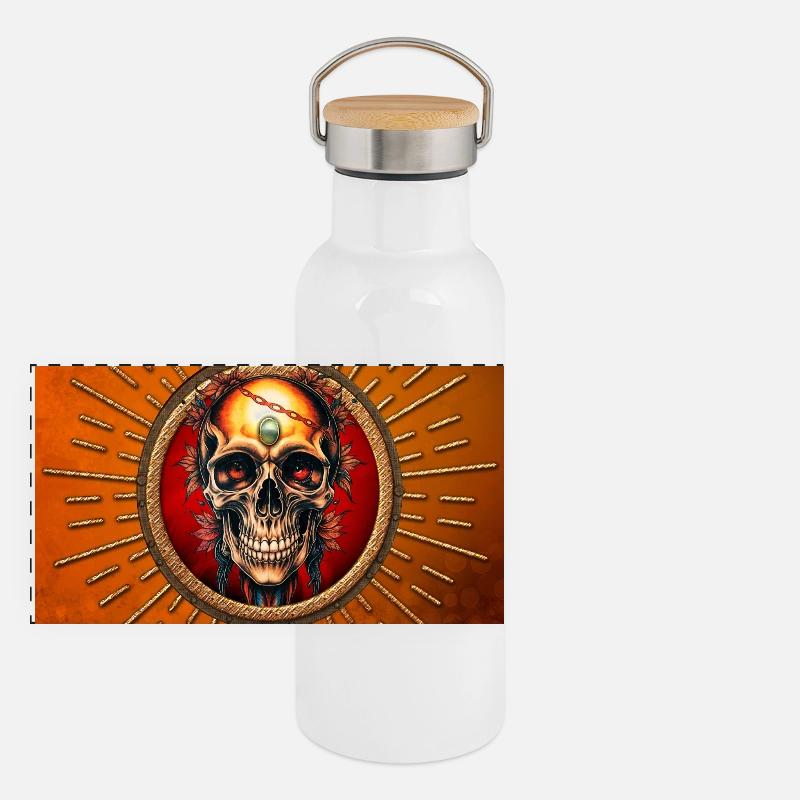 A skull whose Panoramic Thermal Bottle with Bamboo Lid