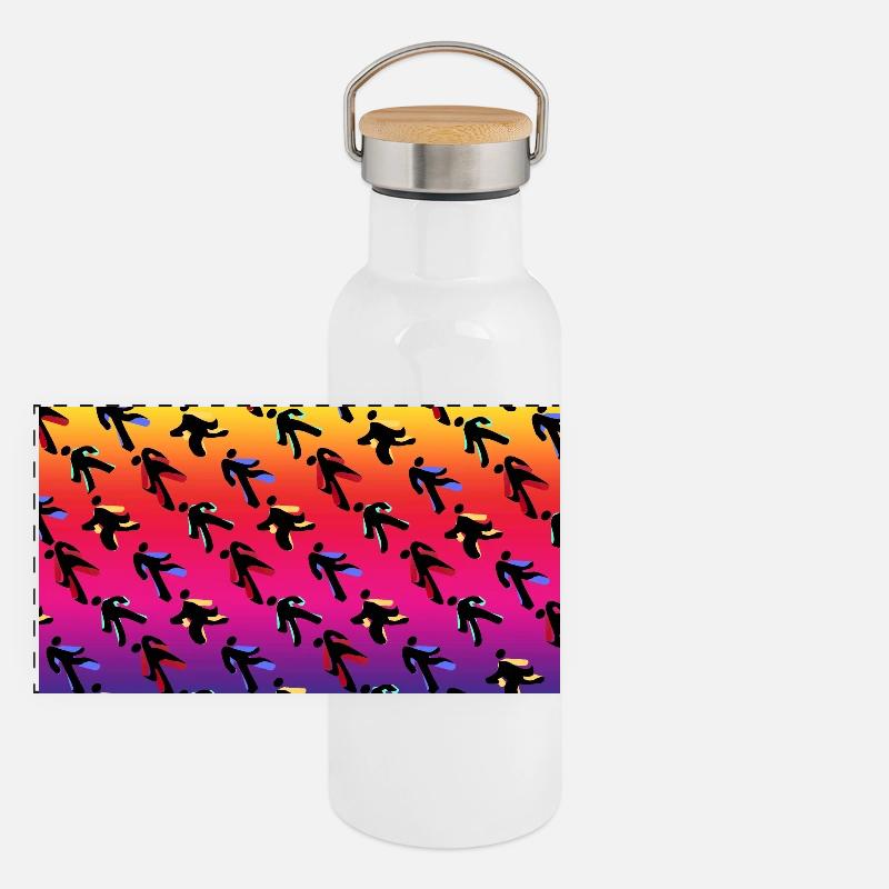 Dancers - Panoramic Thermal Bottle with Bamboo Lid - white