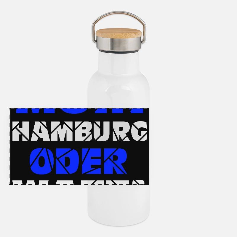 Hamburg , Moin oder watt (25) Panorama Thermosflasche mit Bambusdeckel